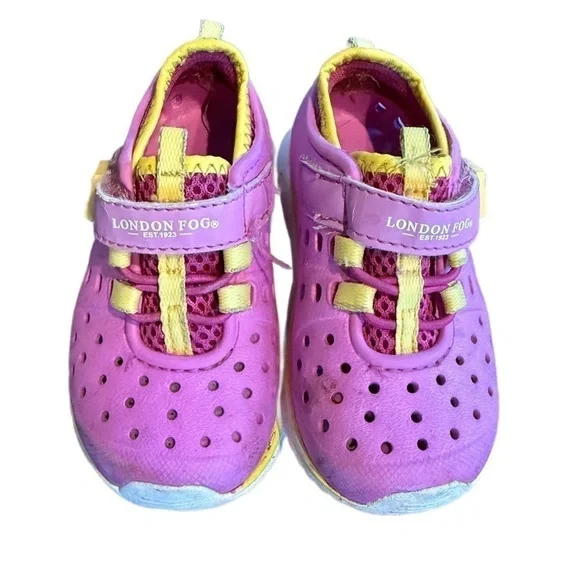 London Fog Mud Puppies Water Play Shoes Pink and Yellow Size 5 - Picture 1 of 8